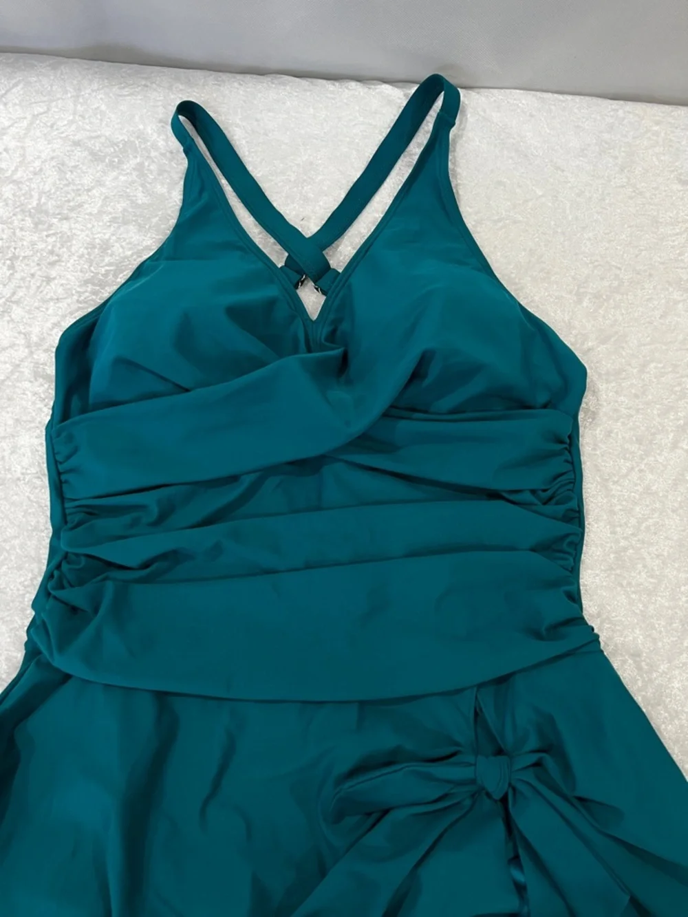 Blooming Jelly Plus Size XL Swim Dress Swimsuit One Piece Tummy Control Teal